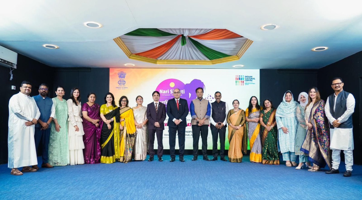 Ambassador of India to Qatar H E Vipul with honourees and officials during the event.