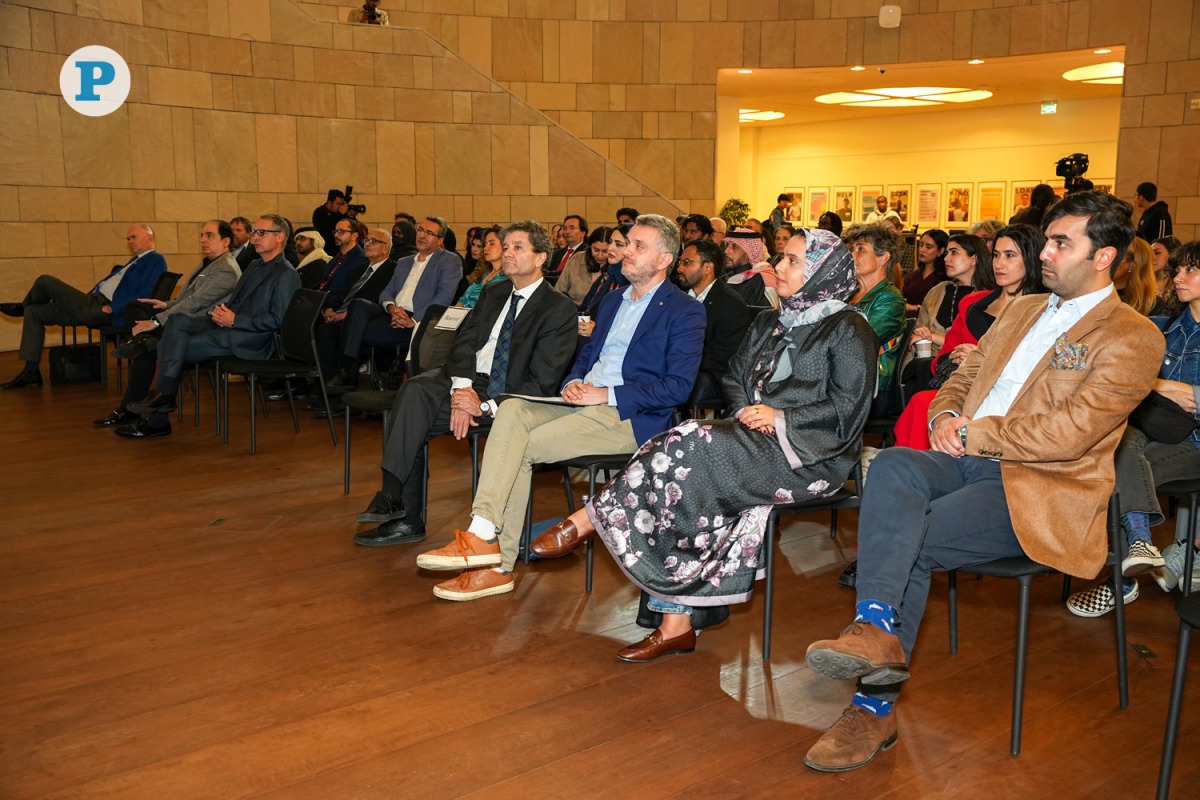 Director of the Lusail Institute Professor Alain Fouad George (third right); and historian and Sakıp Sabancı Visiting Professor in the Department of History at Columbia University Edhem Eldem (fourth right) with participants at the Lusail Museum Conversations launch event yesterday.  Pics by Mohamed Attar/The Peninsula.