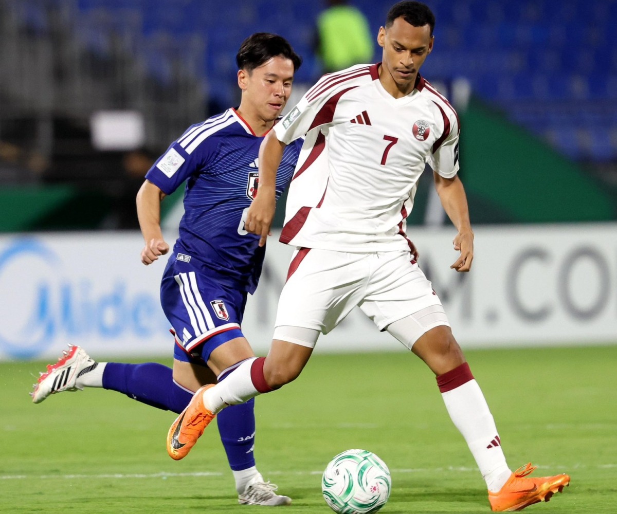 Qatar's Mubarak Shanan in action yesterday.