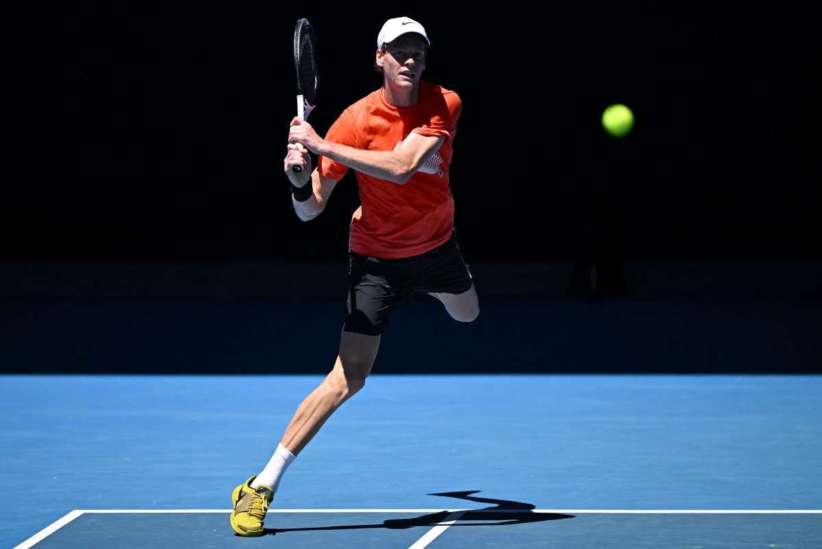 Italy's Jannik Sinner attends a practice session ahead of the 2026 Australian Open tennis tournament in Melbourne on January 17, 2026. (Photo by WILLIAM WEST / AFP)
