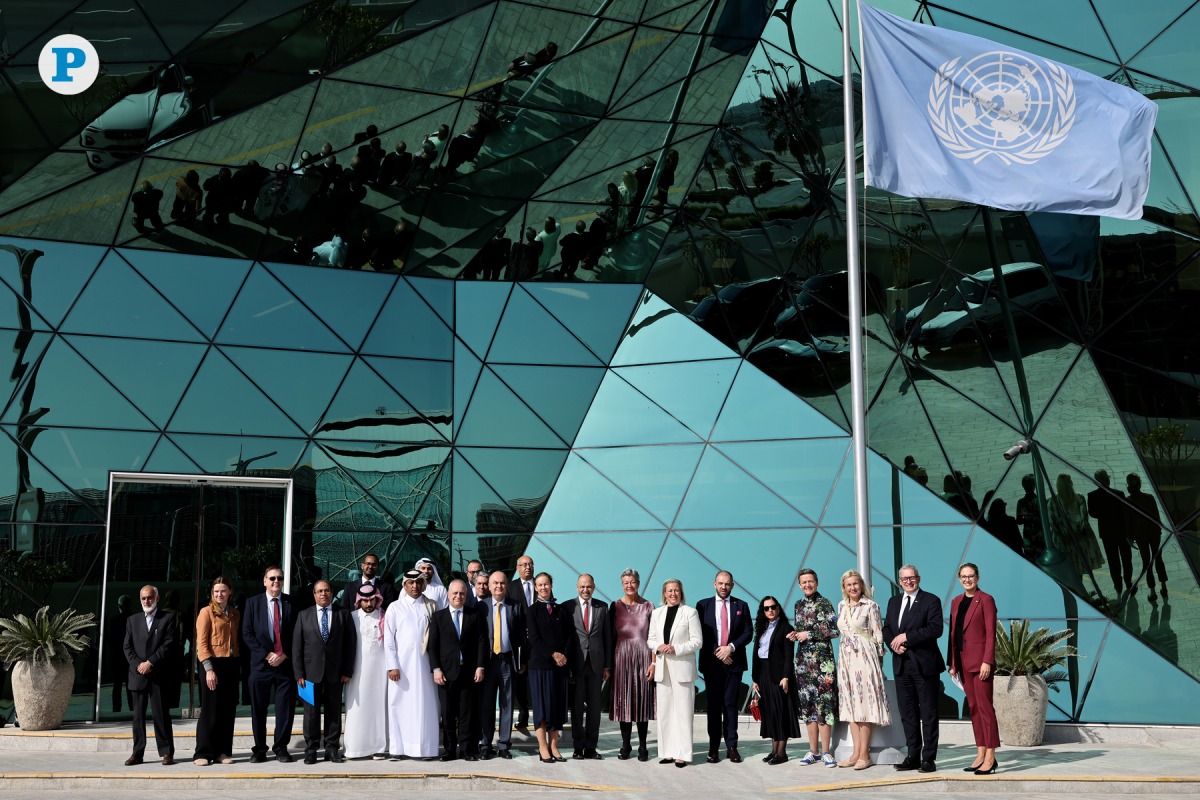 Former EU Commissioners, senior policymakers, diplomats and experts at the high-level seminar held at the UN House in Doha yesterday. Pic: Salim Matramkot/The Peninsula 