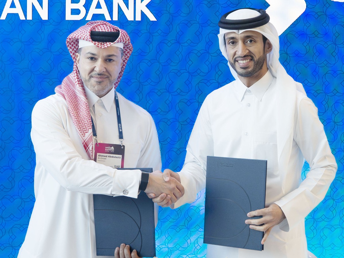 Dukhan Bank and Skip Cash officials during the MoU signing.