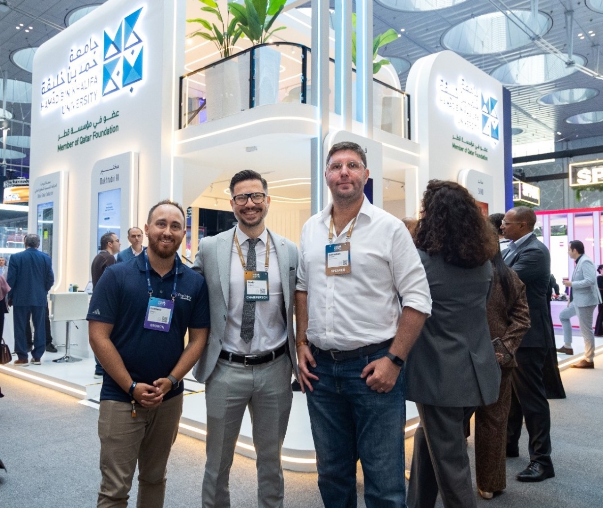 From left: Co-founder of BforeAI Luciano Allegro; Executive Director of the Office of Innovation and Industrial Relations at HBKU, Dr. Nader Yildirim; and Chief Technology Officer at BforeAI Sebastian Cesario. 