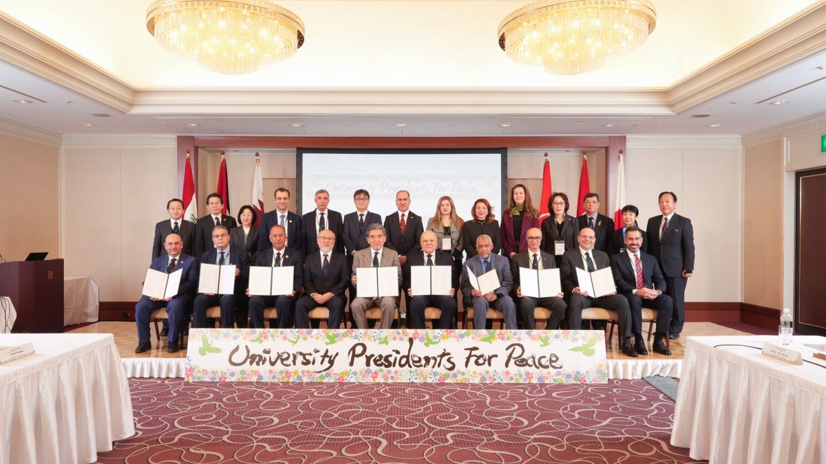 Doha Institute President Dr. Abdelwahab El Affendi with other participants at the conference.