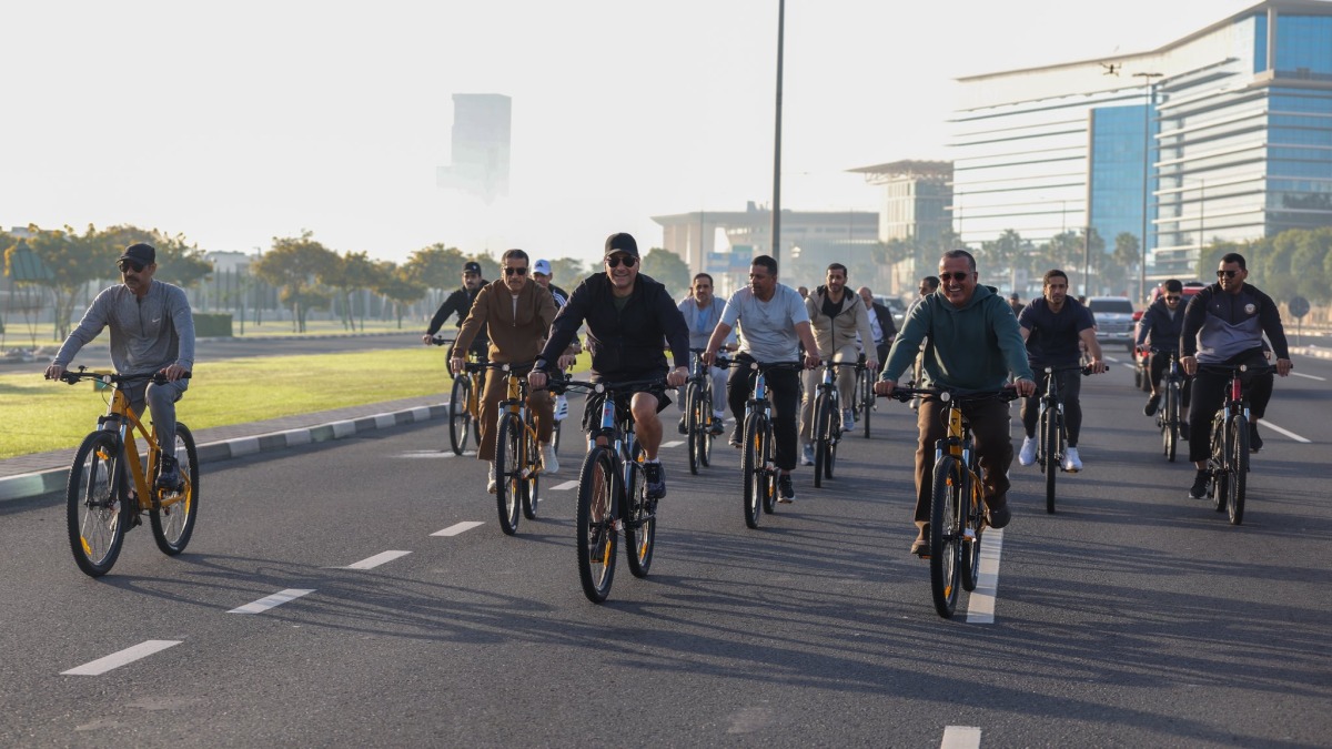 Deputy Prime Minister and Minister of State for Defense Affairs H E Sheikh Saoud bin Abdulrahman bin Hassan Al-Thani with other officials during the event.