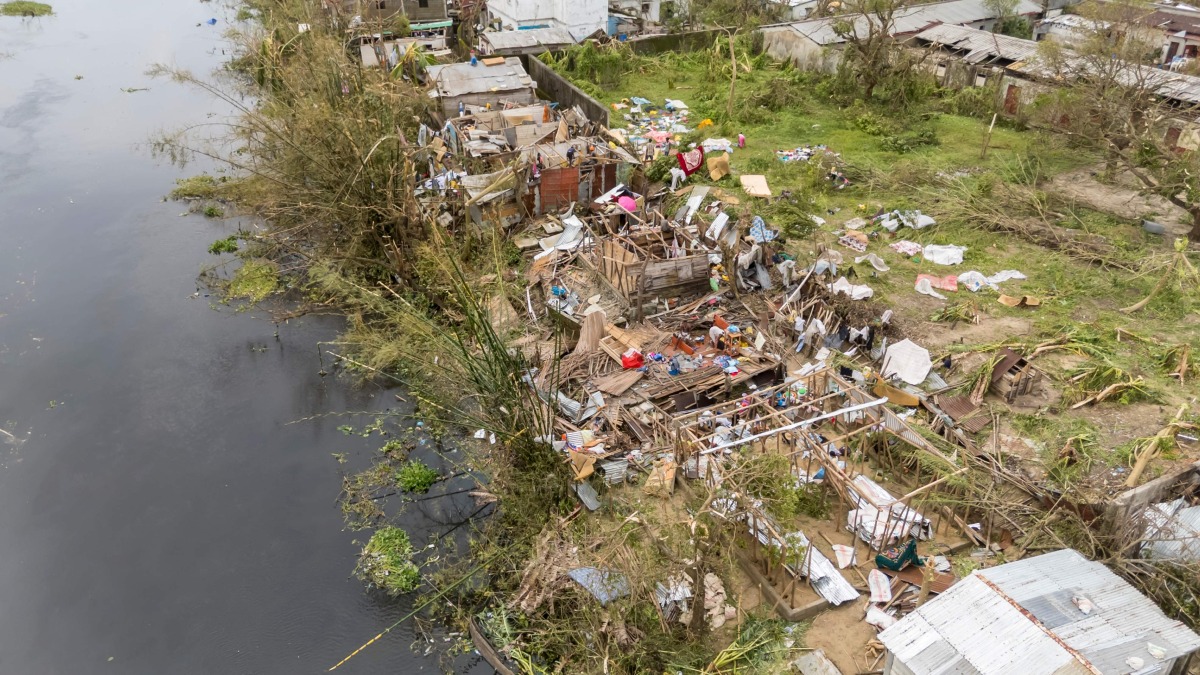An aerial view of the city of Toamasina, on the east coast of Madagascar, struck by Tropical Cyclone Gezani on February 11, 2026. (Photo by Tsiky Sikonina / AFP)