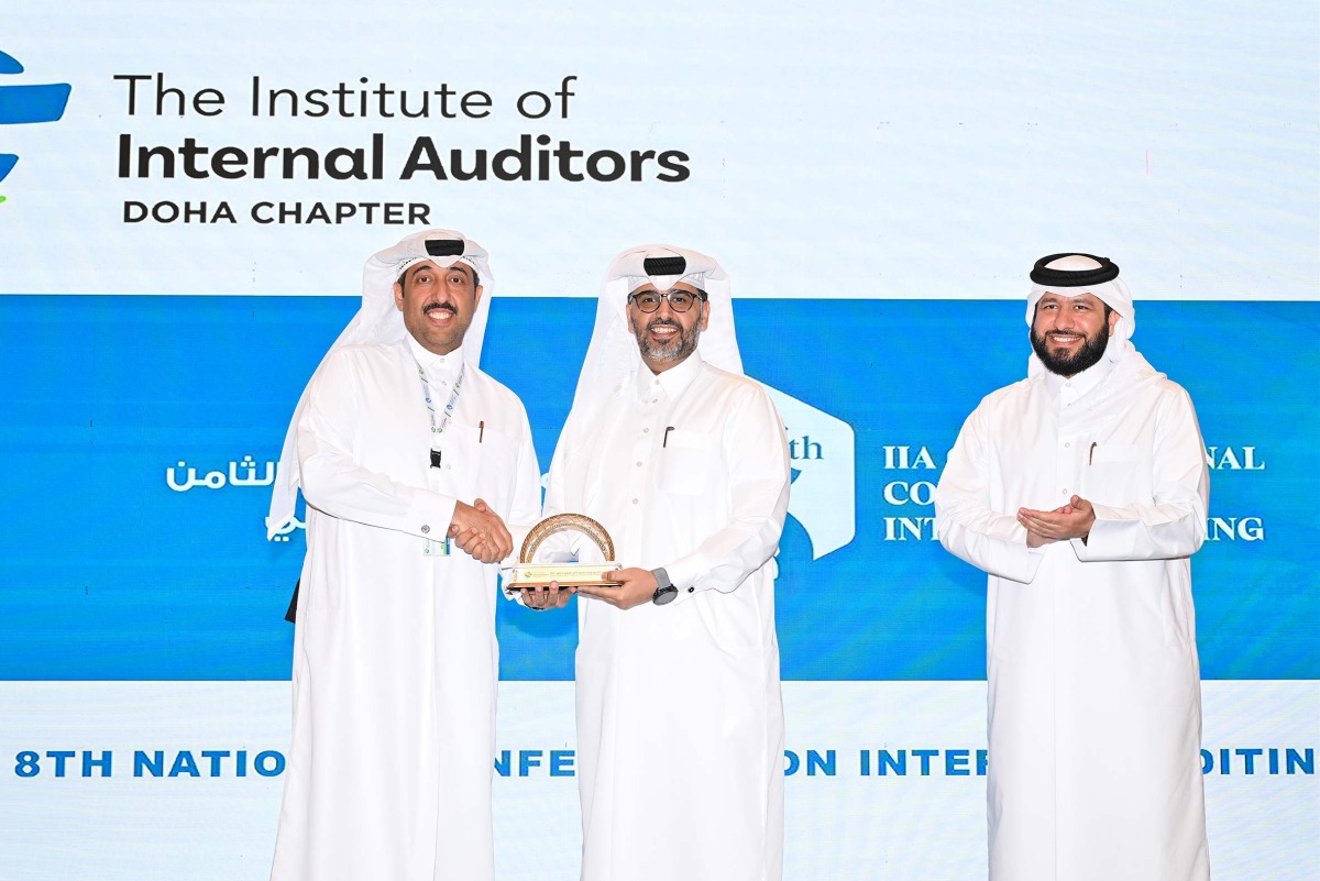 Officials during the 8th National Conference on Internal Auditing in Qatar.