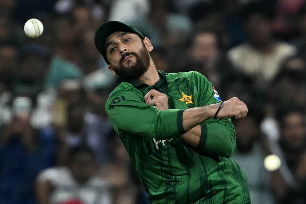 Pakistan's captain Salman Agha fields during the 2026 ICC Men's T20 Cricket World Cup group stage match between Pakistan and USA in Colombo on February 10, 2026. (Photo by Ishara S.Kodikara / AFP)