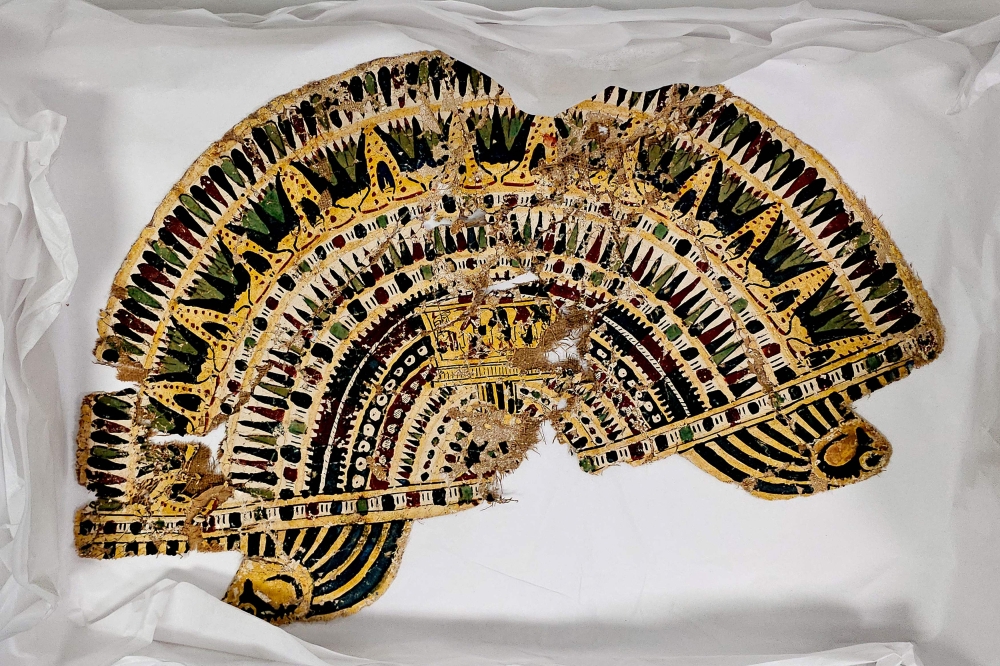 This handout image released by Queensland Police on February 16, 2026 shows a recovered Egyptian artefact on display in the Queensland town of Caboolture. (Photo by Handout / Queensland Police Service / AFP) 