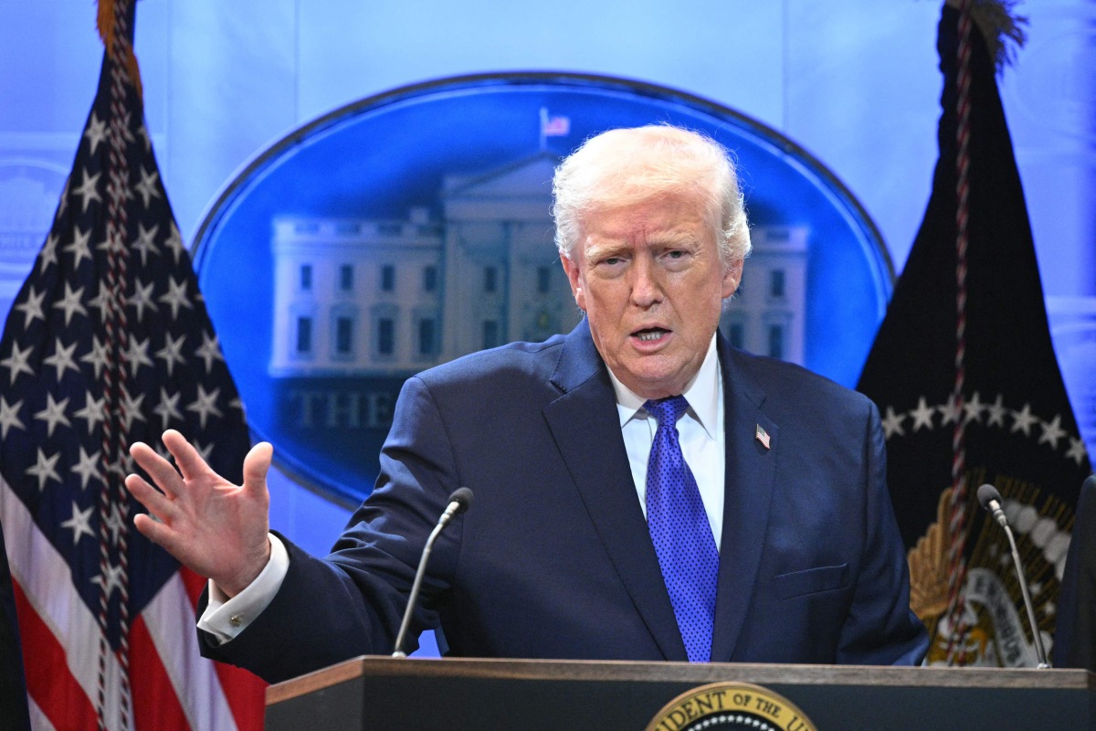US President Donald Trump speaks during a press conference in the Brady Press Briefing Room of the White House in Washington, DC, on February 20, 2026. (Photo by Mandel NGAN / AFP)