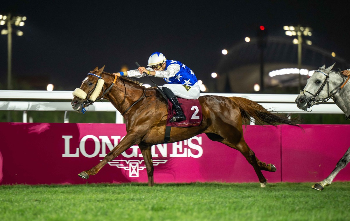 Lukas Delozier rides Nasser Al Shahania to Eraida Cup win. PIC: Juhaim/QREC 