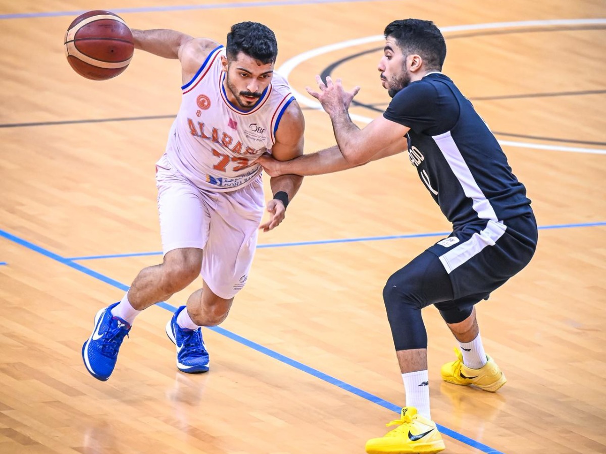Al Arabi's Mustafa Hussain (left) excelled against Al Sadd scoring 28 points. 