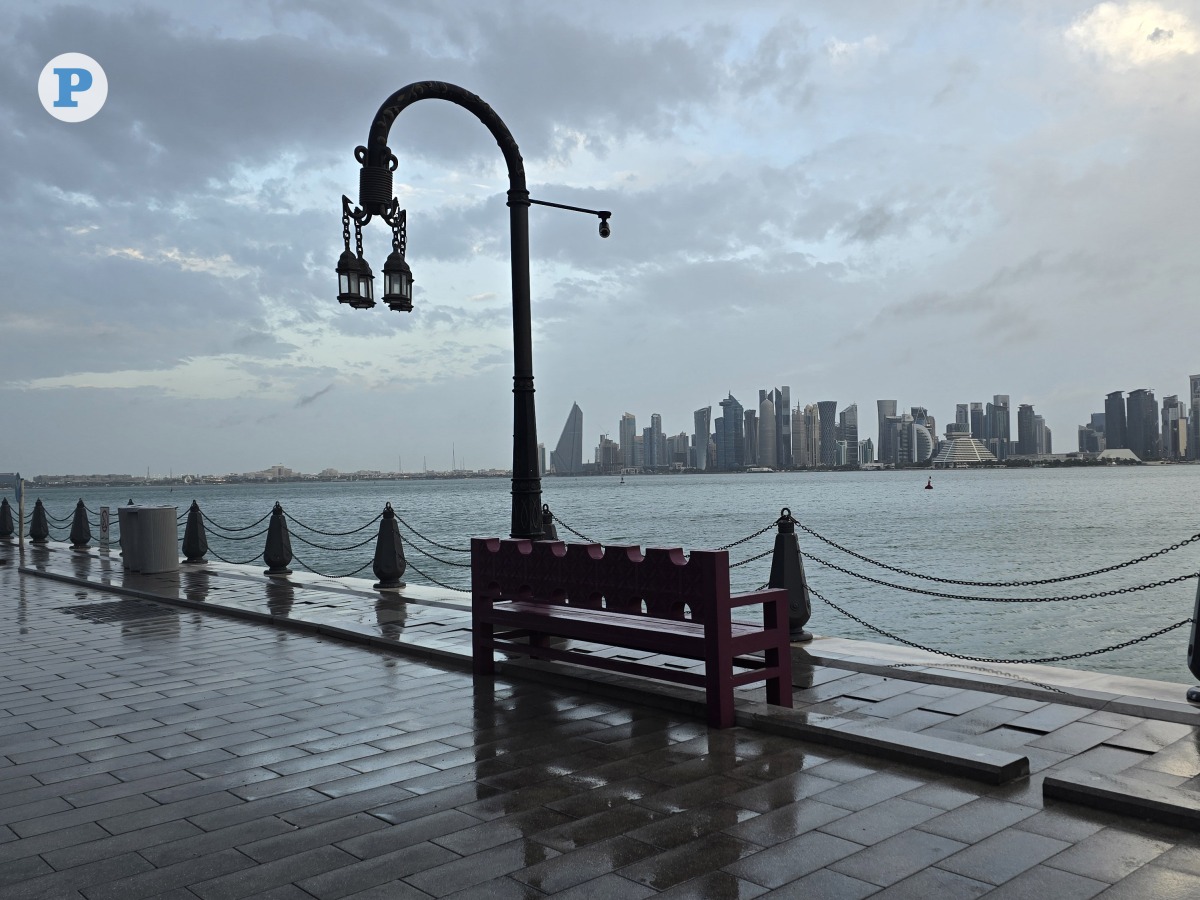 Dark clouds visible over Doha’s skyline on Wednesday morning, as seen from Old Doha Port. Picture by Hana Ramadan / The Peninsula 