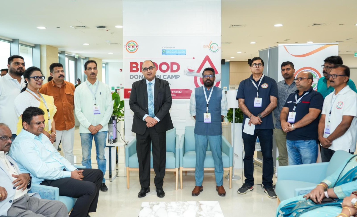 Ambassador of India H E Vipul at the blood donation camp.