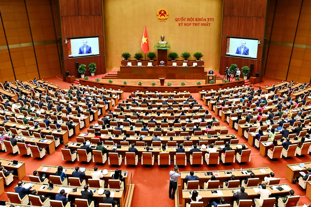 Vietnam's Communist Party general secretary To Lam speaks during the opening session of the National Assembly in Hanoi on April 6, 2026. (Photo by -STR / AFP)