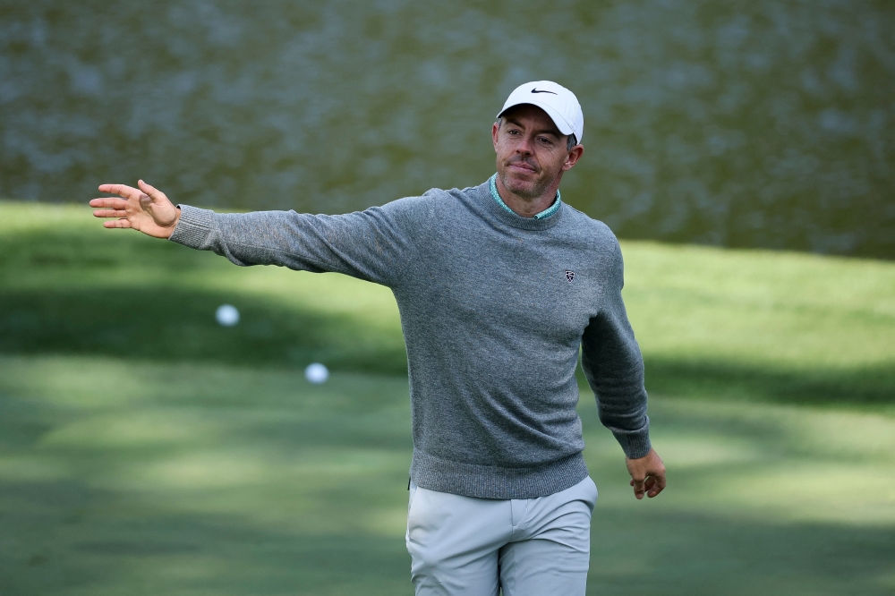  Rory McIlroy of Northern Ireland reacts on the ninth green during the Par Three Contest prior to the 2026 Masters Tournament at Augusta National Golf Club on April 08, 2026 in Augusta, Georgia. Hector Vivas/Getty Images/AFP 