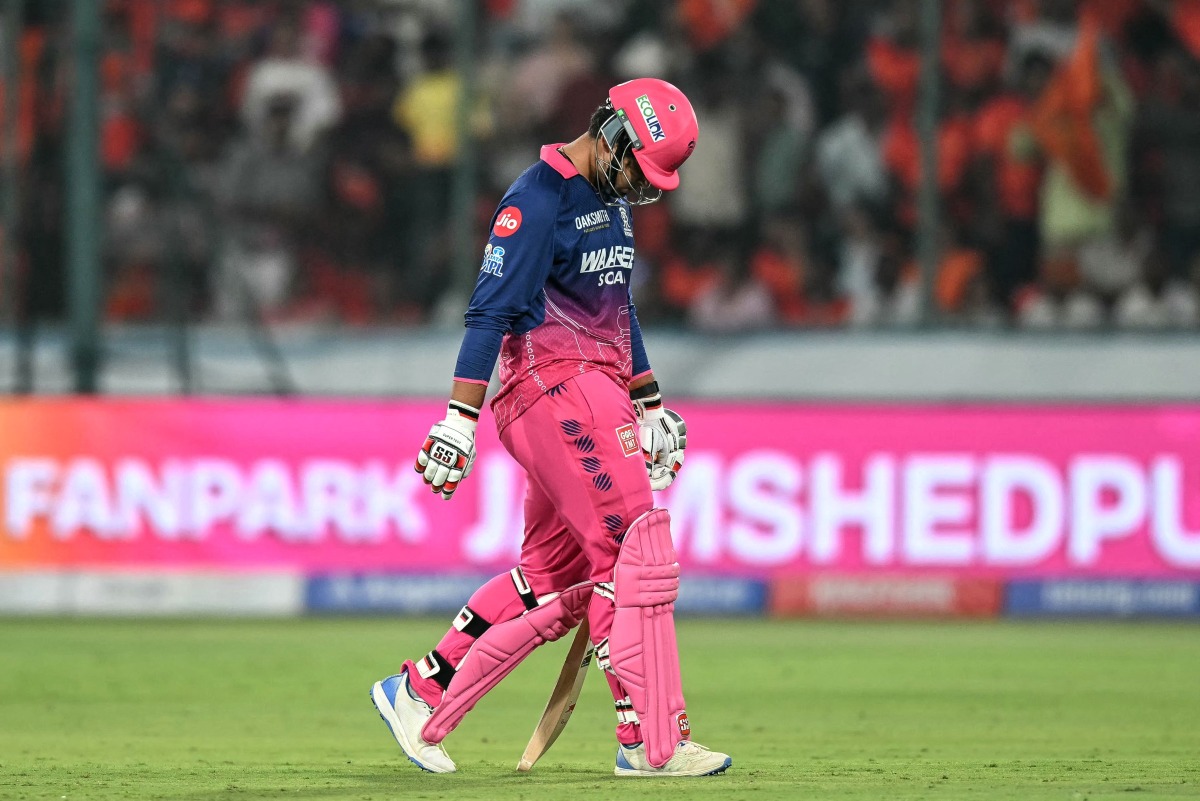 Rajasthan Royals' Indian cricket player Vaibhav Sooryavanshi walks back to the pavilion after his dismissal during the 2026 Indian Premier League (IPL) T20 match between Sunrisers Hyderabad and Rajasthan Royals at the Rajiv Gandhi International Stadium in Hyderabad on April 13, 2026. (Photo by Noah SEELAM / AFP)