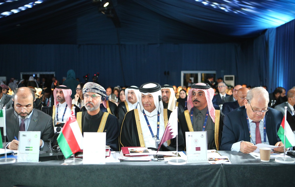 Speaker of the Shura Council H E Hassan bin Abdullah Al Ghanim participating in the Arab parliamentary coordination meeting in Istanbul, Turkiye, yesterday.