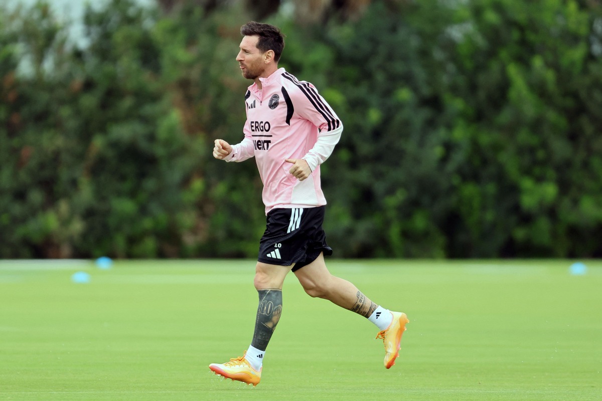 Lionel Messi #10 of Inter Miami CF runs during a training session at Florida Blue Training Center on April 15, 2026 in Fort Lauderdale, Florida. Photo by Leonardo Fernandez / GETTY IMAGES NORTH AMERICA / Getty Images via AFP