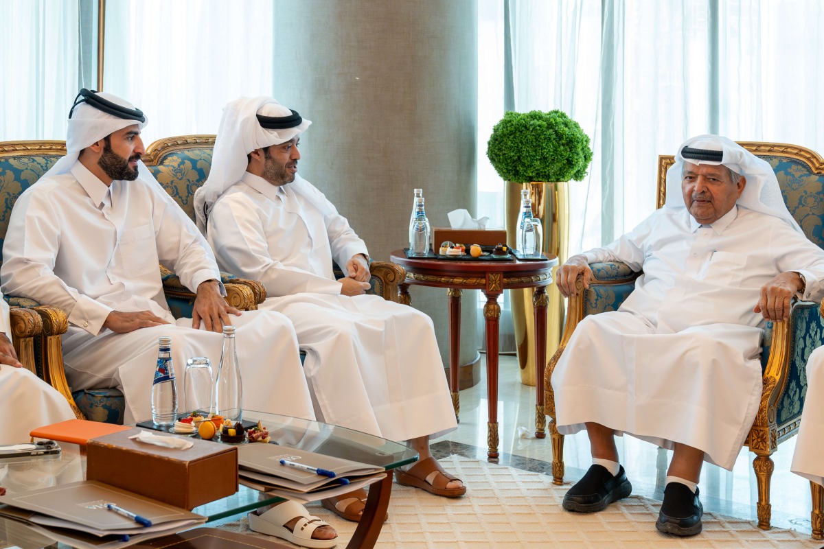 Chairman of Qatar Tourism H E Saad bin Ali Al Kharji during a meeting with QHA Chairman Sheikh Faisal bin Qassim Al Thani.