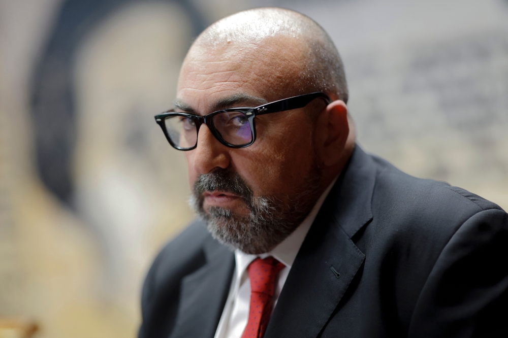 Koldo Garcia, former adviser of Spanish transport minister Jose Luis Abalos, attends an investigation commission over a graft case linked to the purchase of face masks during the pandemic, at the Senate in Madrid on April 22, 2024. Spanish Prime Minister Pedro Sanchez's former right-hand man Jose Luis Abalos takes the stand on April 29, 2026 as a key suspect in a corruption trial that has cast doubt on the Socialist-led government's future.

(Photo by Oscar DEL POZO CAرAS / AFP)
