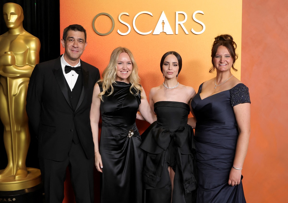 (L-R) Darin Grant, Co-Chair, The Scientific and Technical Awards Committee, Lynette Howell Taylor, President, AMPAS, Sofia Carson and Rachel Rose attend the 2026 Scientific And Technical Awards at Academy Museum of Motion Pictures on April 28, 2026 in Los Angeles, California. Photo by KEVIN WINTER / GETTY IMAGES NORTH AMERICA / Getty Images via AFP