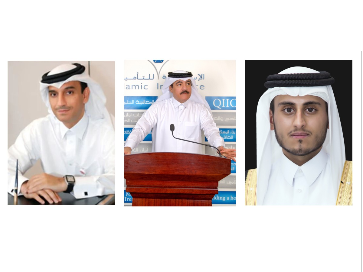 FROM LEFT: Chairman of the Board of Directors of Qatar Islamic Insurance Group, Jamal Abdulla Al-Jamal; Group President Ali Ibrahim Al-Abdulghani; and Managing Director, Sheikh Turki bin Khalid Al Thani.