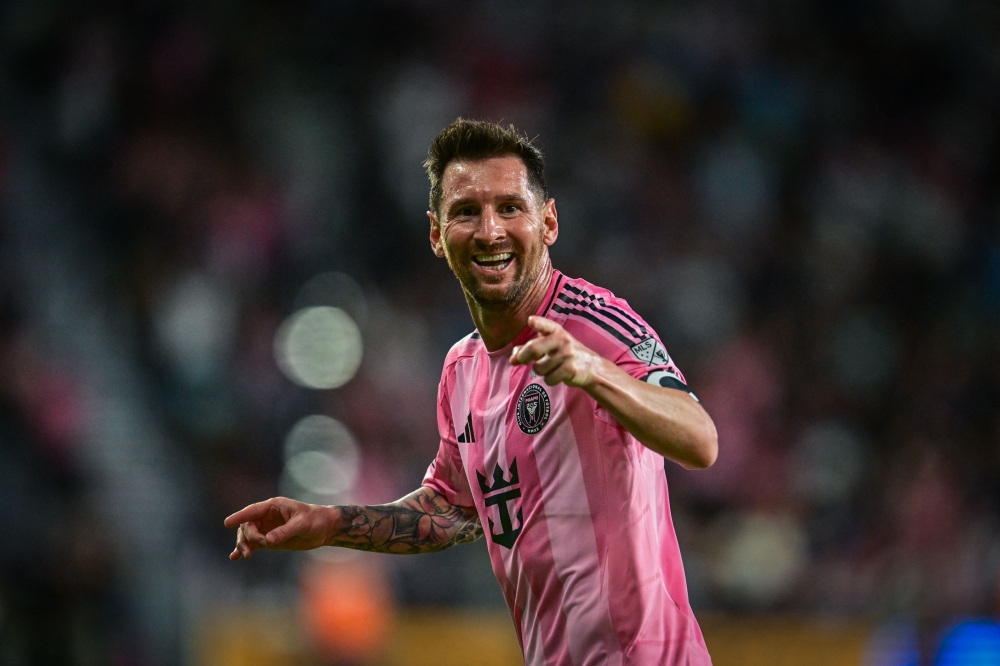 FBL-MLS-INTER MIAMI-ORLANDO SC
Inter Miami's Argentine forward #10 Lionel Messi celebrates a goal during a Major League Soccer (MLS) regular season football match between Inter Miami CF and Orlando City SC at NU Stadium in Miami, on May 2, 2026. 
(Photo by Giorgio Viera / AFP)

