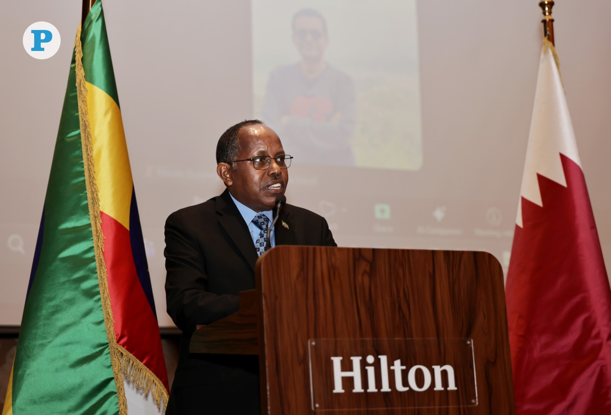 Ambassador of Ethiopia H E Feisel Aliyi Abrahim during his opening address at the event.  Pic: Salim Matramkot/The Peninsula 