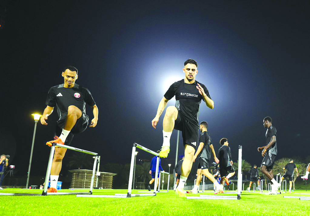 Qatar players during a training session.