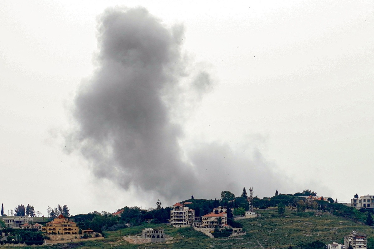 Smoke rises following Israeli bombardment on the village of Zebdine in the Nabatieh district in southern Lebanon on May 18, 2026. (Photo by Abbas Fakih / AFP)
 