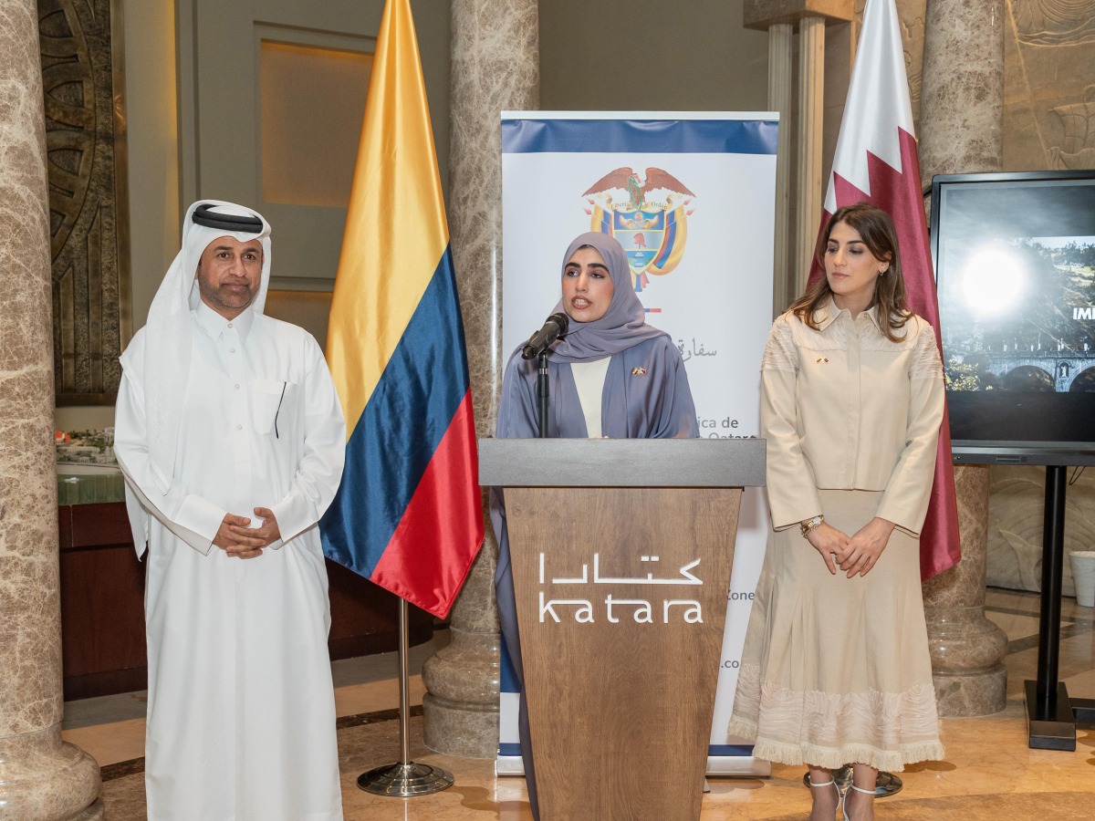Ambassador of Colombia H E Odette David with Director General of Katara Professor Dr. Khalid bin Ibrahim Al-Sulaiti during the event.