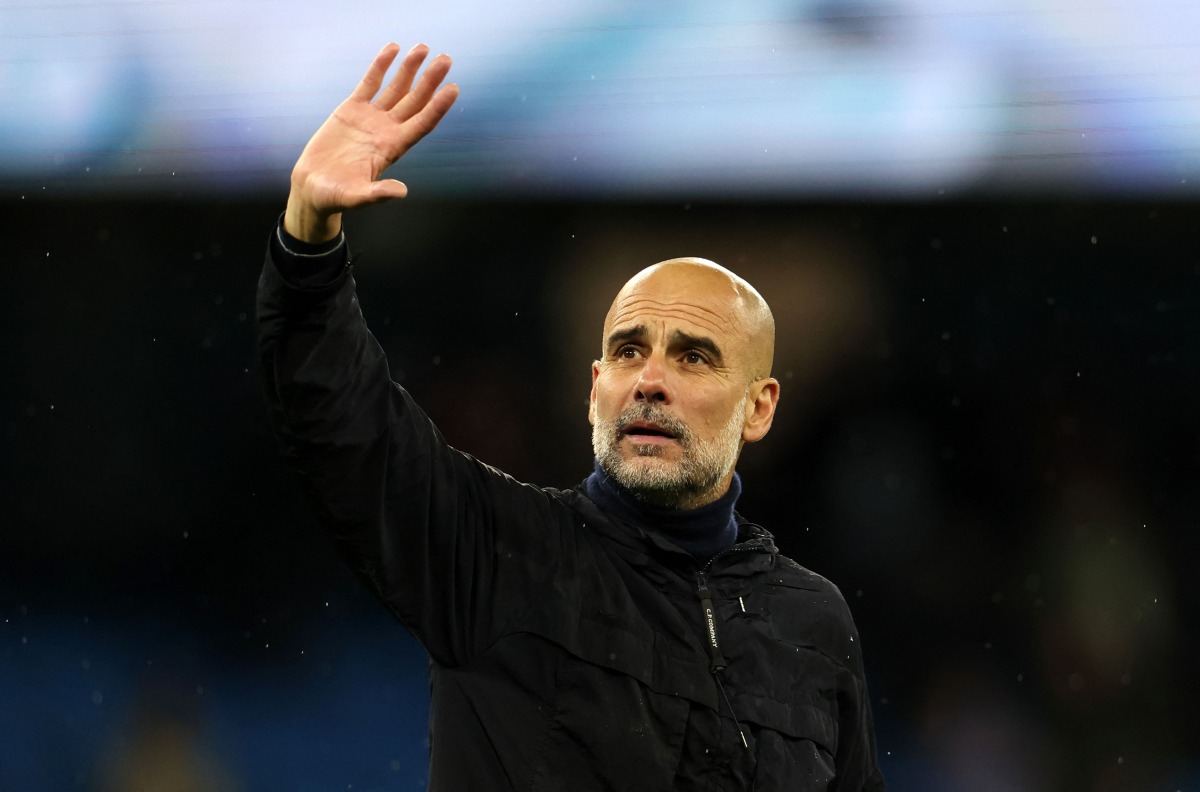 Manchester City's Spanish manager Pep Guardiola waves to the fans following the English Premier League football match between Manchester City and Crystal Palace at the Etihad Stadium in Manchester, north west England, on May 13, 2026. Photo by Darren Staples / AFP