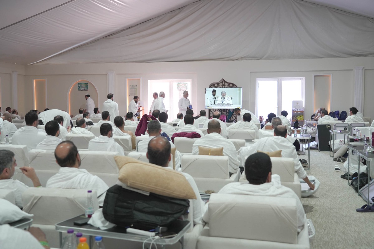 Pilgrims from Qatar inside a camp during the Hajj rituals. 