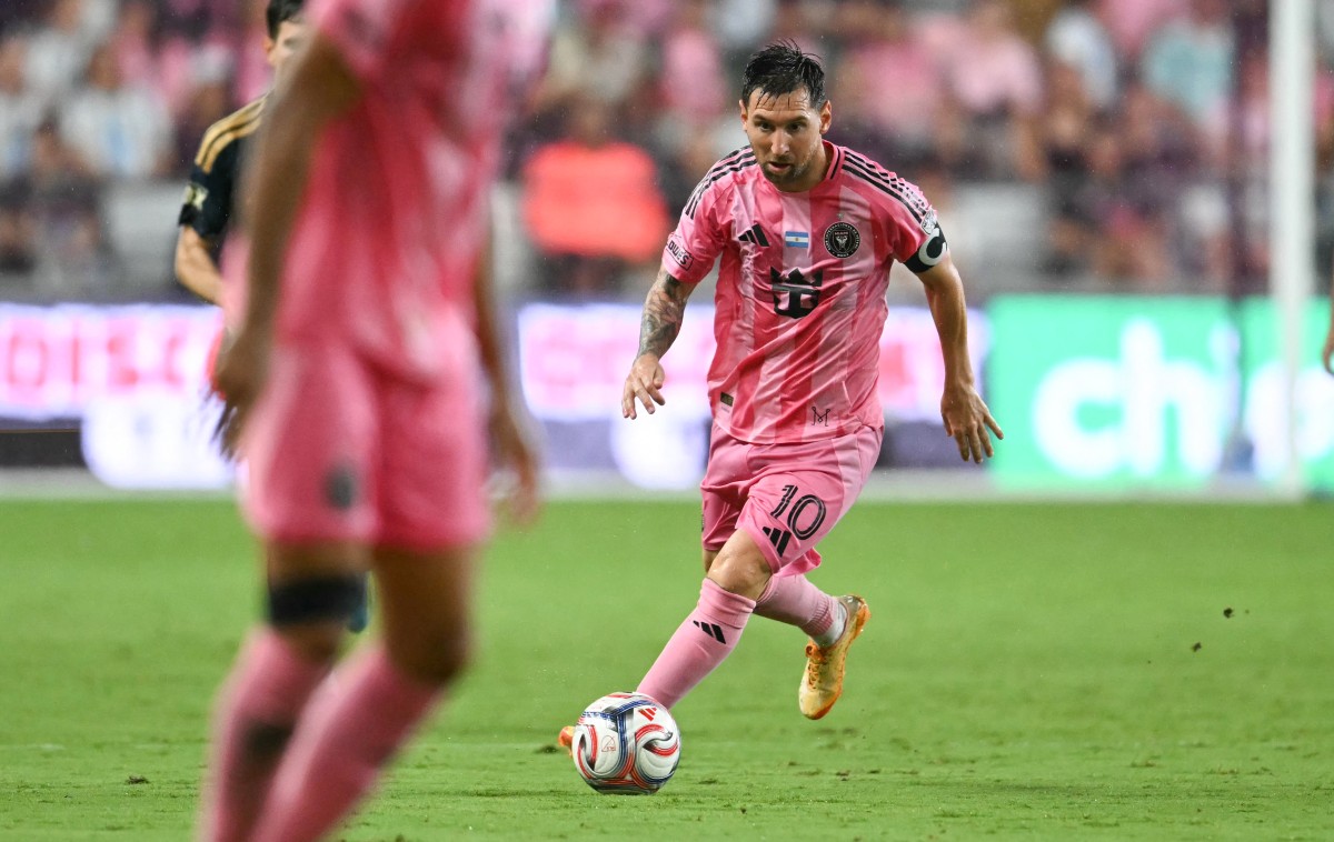 Inter Miami's Argentine forward #10 Lionel Messi controls the ball during the Major League Soccer (MLS) regular season football match between Inter Miami CF and Philadelphia Union at Nu Stadium in Miami, Florida, on May 24, 2026. (Photo by Chandan Khanna / AFP)
