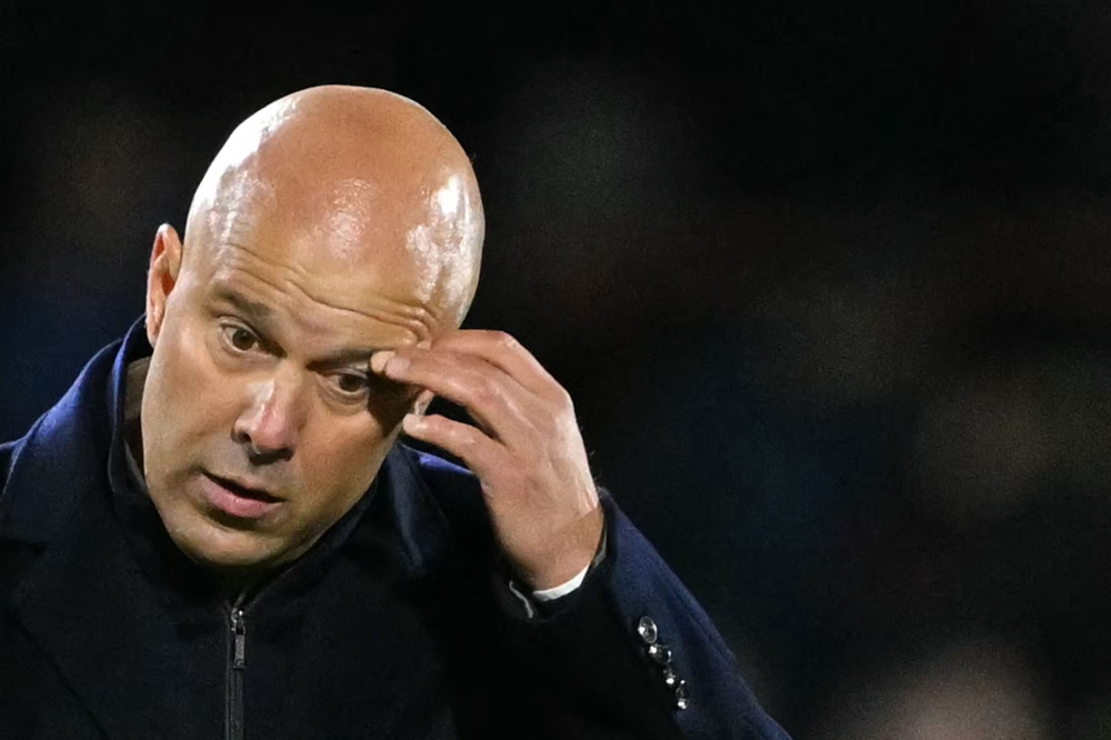 (Files) Liverpool's Dutch manager Arne Slot reacts after the final whistle in the English Premier League football match between Brentford and Liverpool at the Gtech Community Stadium in London on October 25, 2025. (Photo by Glyn Kirk / AFP) 