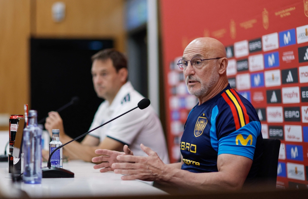 Spain's coach Luis de la Fuente attends a press conference ahead of the friendly football match against Iraq and ahead of the FIFA World Cup 2026 at the Ciudad del Futbol in Las Rozas, outside Madrid, on June 3, 2026. (Photo by Oscar Del Pozo / AFP)