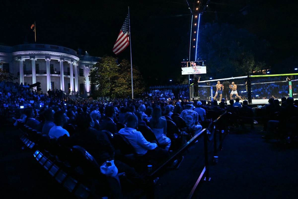 Spectators watch during the 