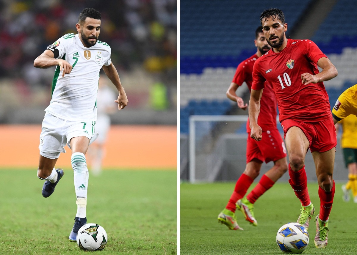 This combination of file photos show Algeria's forward Riyad Mahrez (left) and Jordan's forward Musa Al-Taamari.  PIC: AFP
