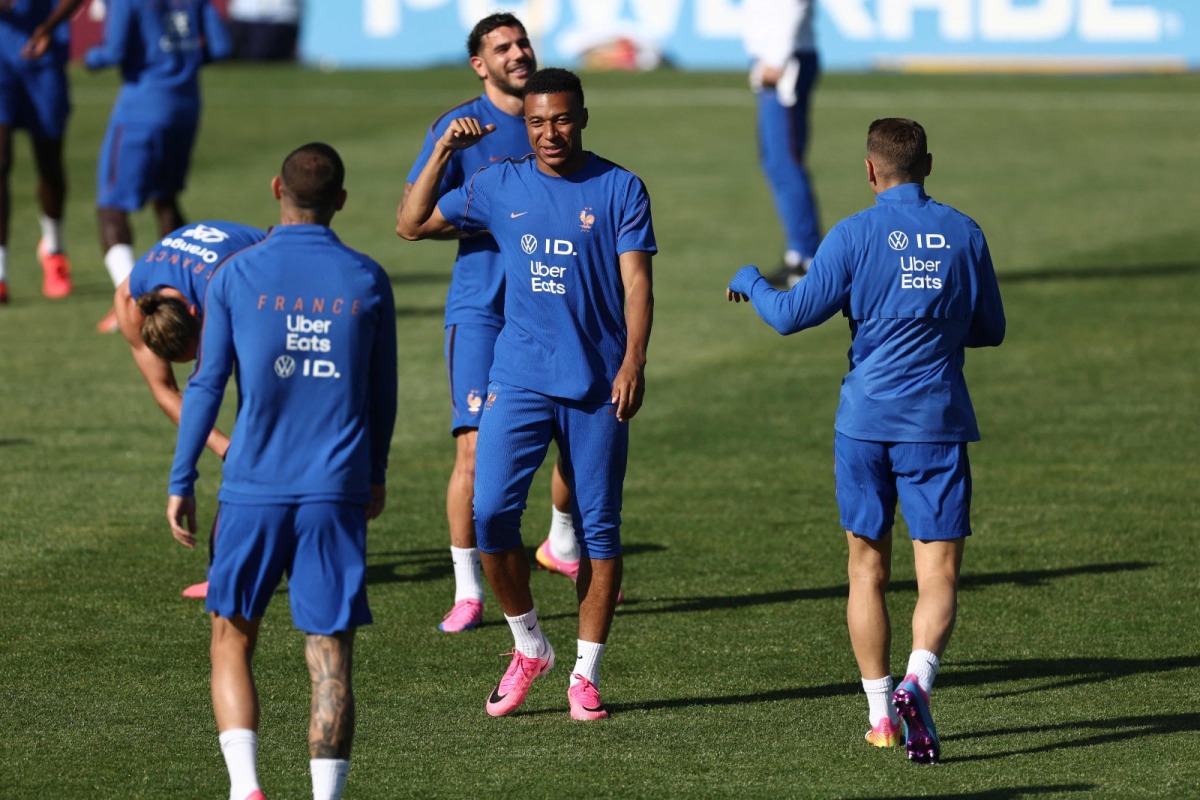 France's forward Kylian Mbappe takes part in training session at Bentley University in Waltham, near Boston. AFP