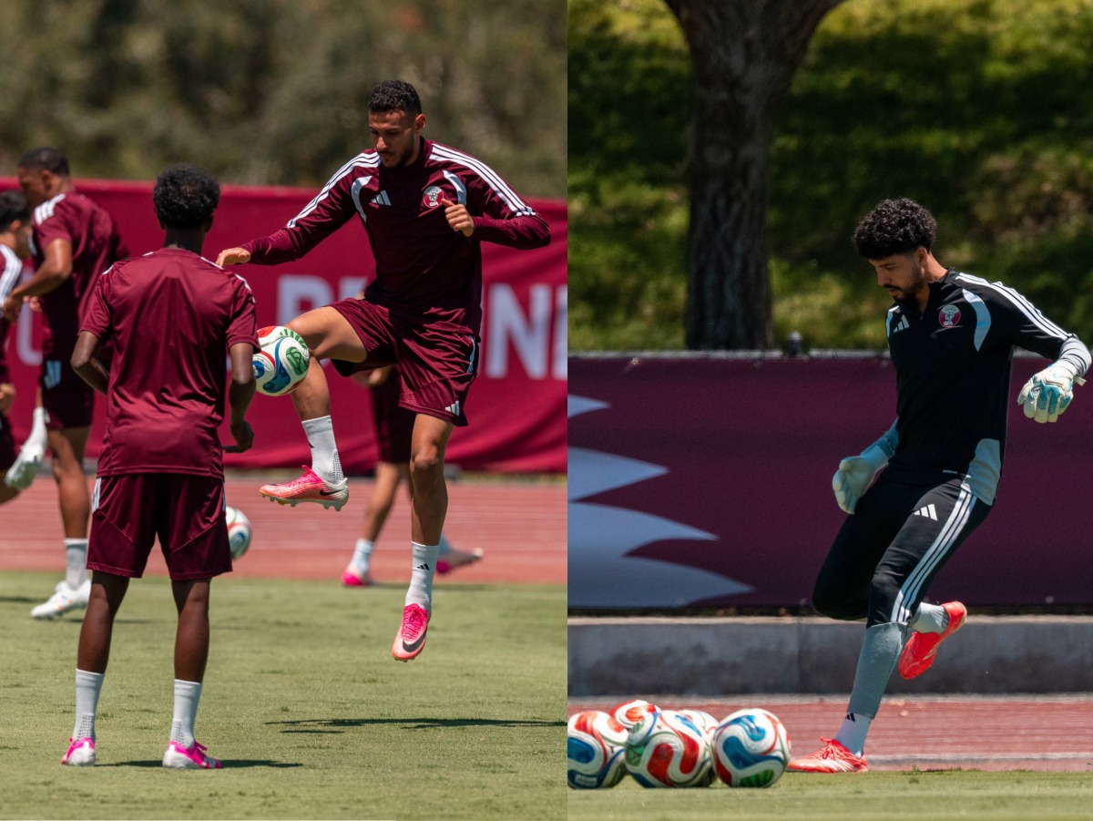 Qatar players during a training session.