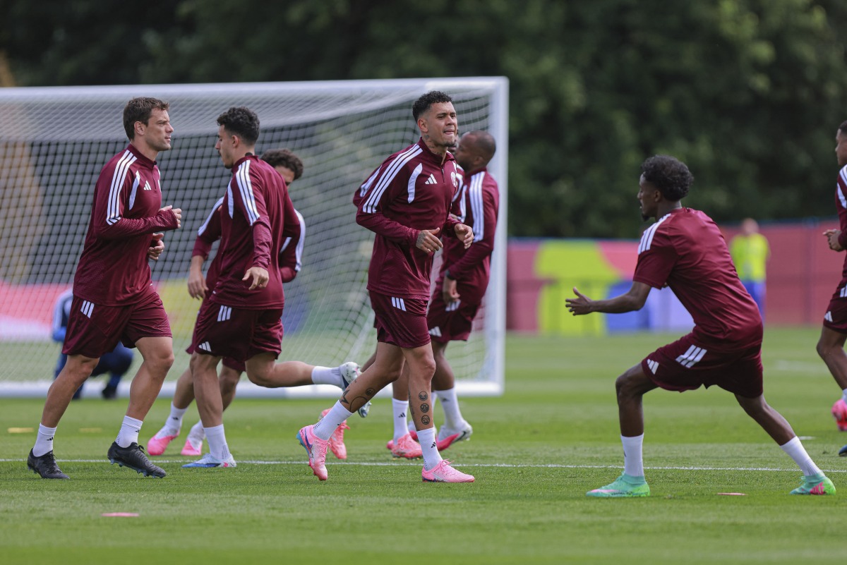 Qatar players in action during a training session. (AFP)