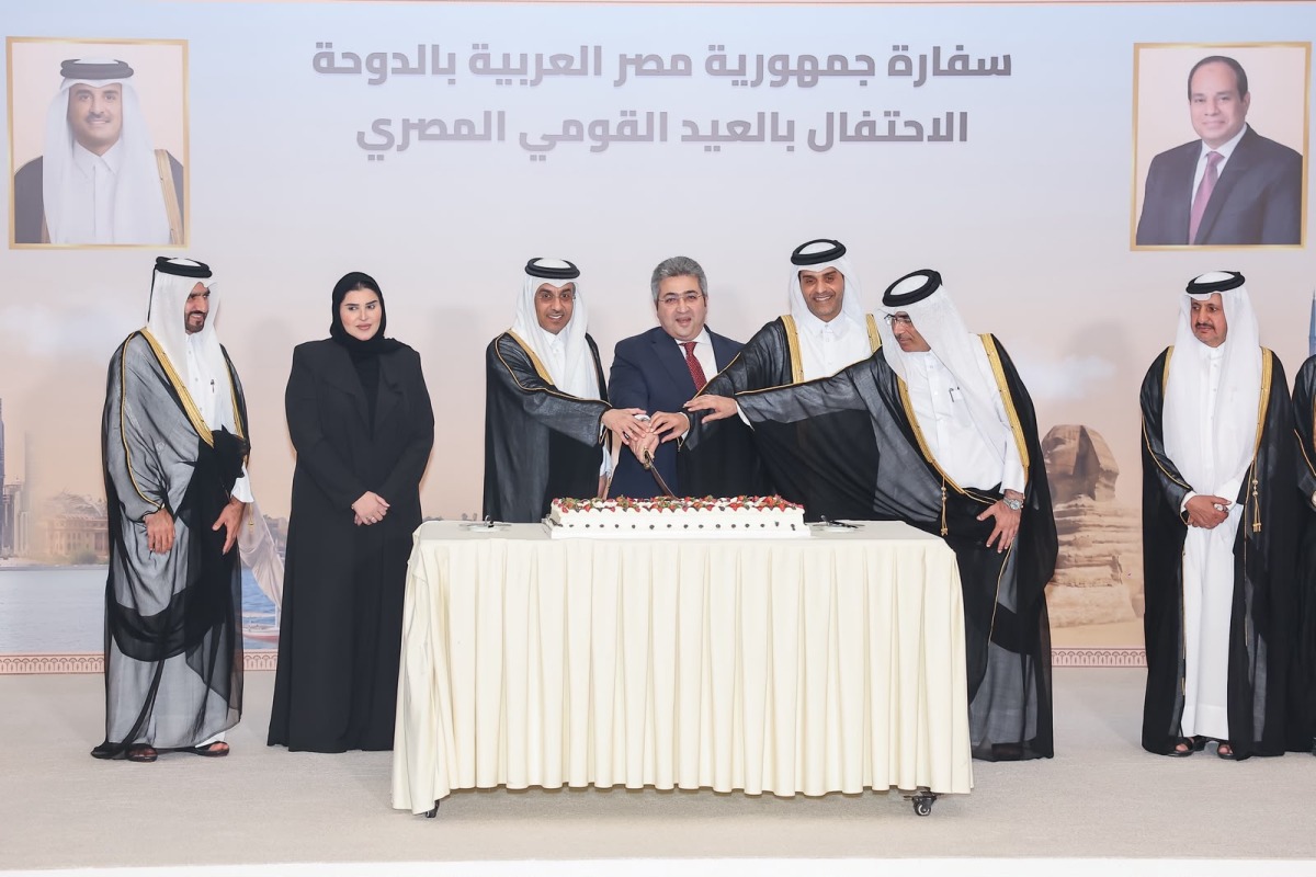 Minister of Labour H E Dr. Ali bin Smaikh Al Marri, Minister of Transport H E Sheikh Mohammed bin Abdulla bin Mohammed Al-Thani, Minister of State for International Cooperation H E Maryam bint Ali bin Nasser Al Misnad, Ambassador of Egypt to Qatar H E Walid Fahmy Al Faqi and other dignitaries during the event.