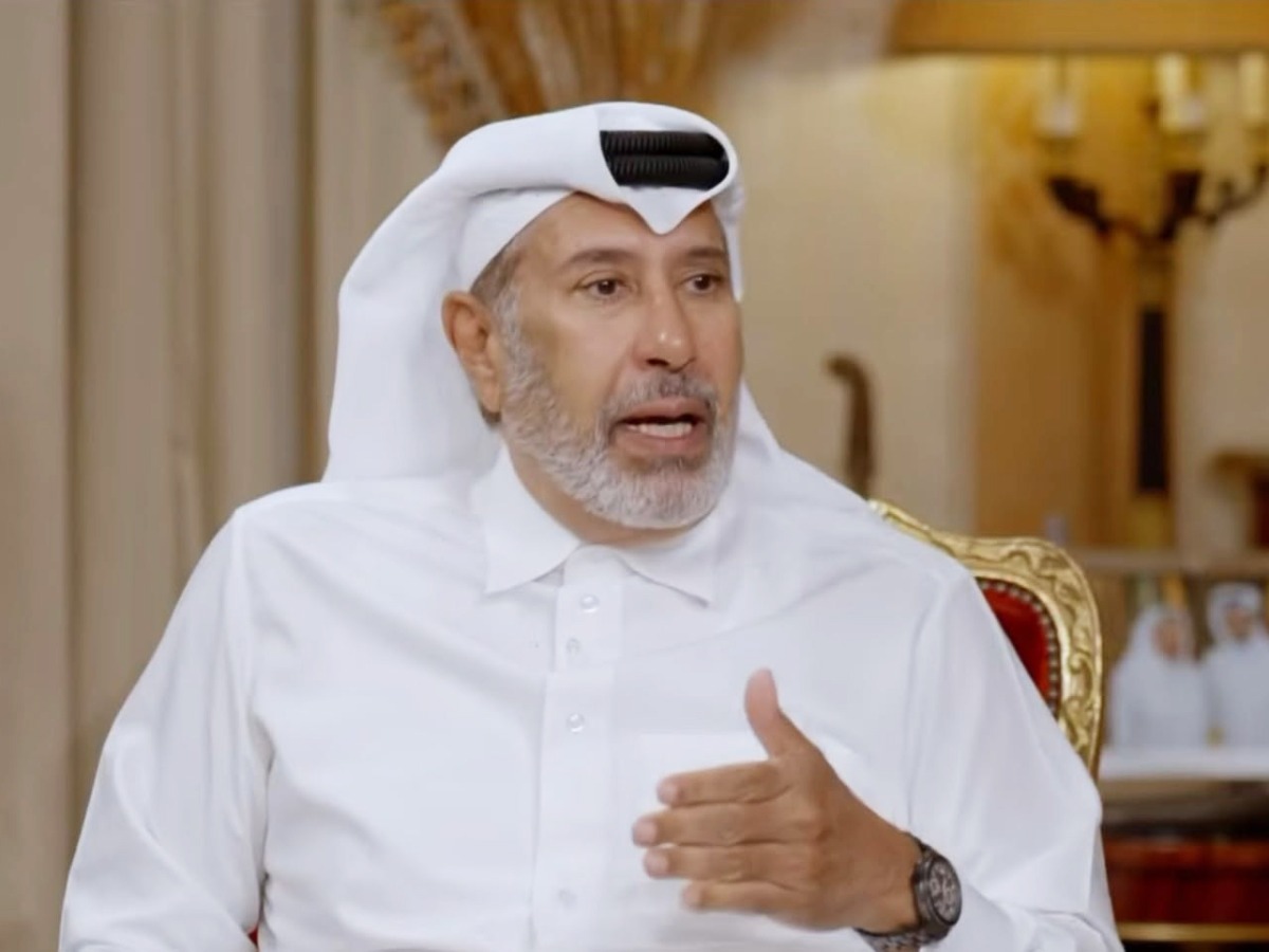Former Prime Minister and Minister of Foreign Affairs H E Sheikh Hamad bin Jassim bin Jaber Al Thani speaking during an interview.