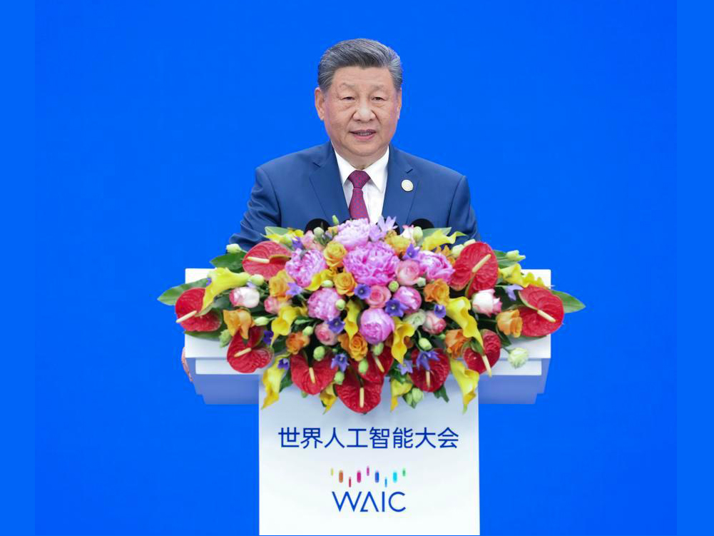 Chinese President Xi Jinping delivers a keynote speech at the opening ceremony of the 2026 World AI Conference and High-Level Meeting on Global AI Governance in Shanghai, east China, July 17, 2026. (Xinhua/Huang Jingwen)
