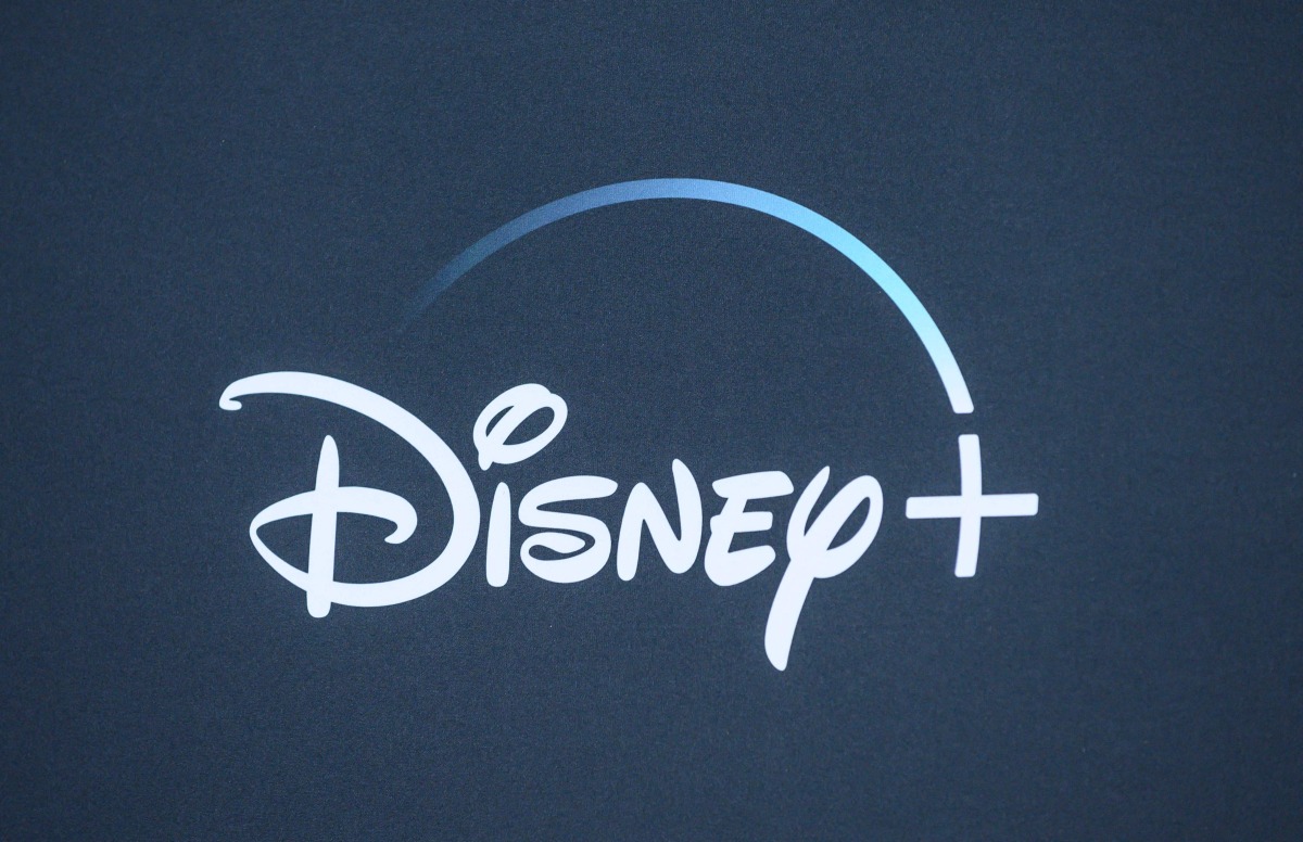 The Disney+ logo is seen on the backdrop for the World Premiere of 