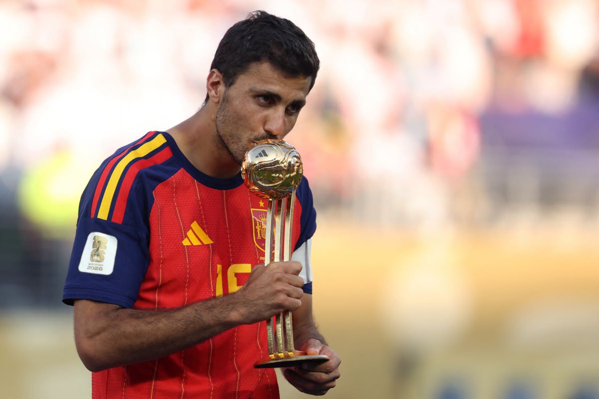 Spainish midfielder Rodri receiving the Golden Ball award after the FIFA World Cup 2026 final between Spain and Argentina held on July, 19, 2026. AFP file photo.