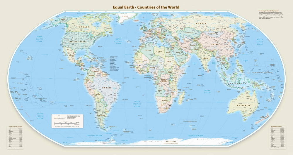 This handout graphic provided by Equal Earth shows the Equal Earth cartographic projection. (Photo by Handout / Equal Earth / AFP) 