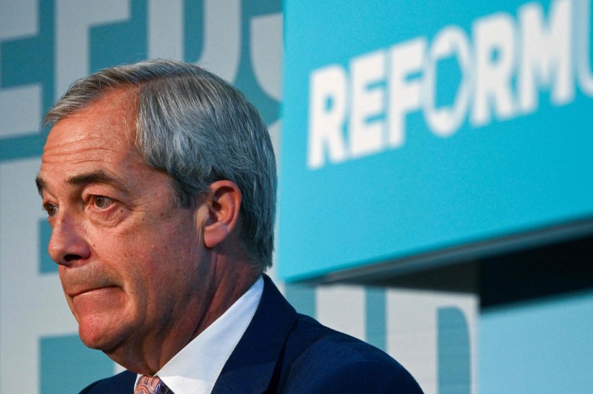 Reform UK leader Nigel Farage at a party press conference in London. File photo. AFP.