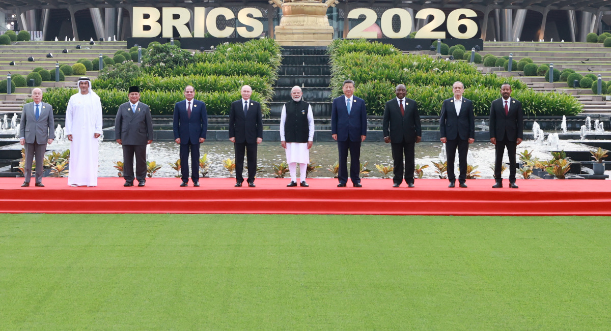 NEW DELHI: Leaders of the BRICS countries pose for a group photo during Session I of the 18th BRICS Summit in New Delhi, India, Sept. 12, 2026. Chinese President Xi Jinping attended the Session I of the 18th BRICS Summit here on Saturday. (Xinhua/Wang Ye)
